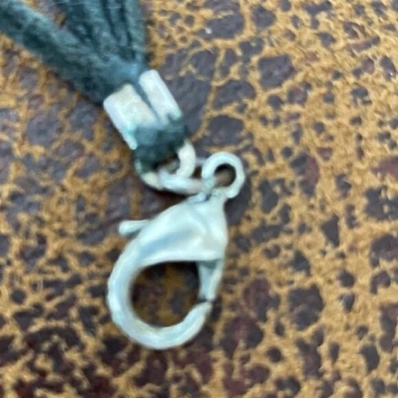 Necklace Three Tiered Black Rope/Matte Silver Tone Chain With Oblong beads - Picture 7 of 11